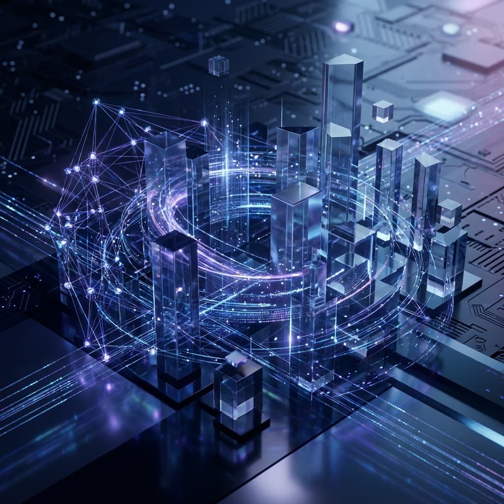 Representación 3D de una infraestructura de datos conectada